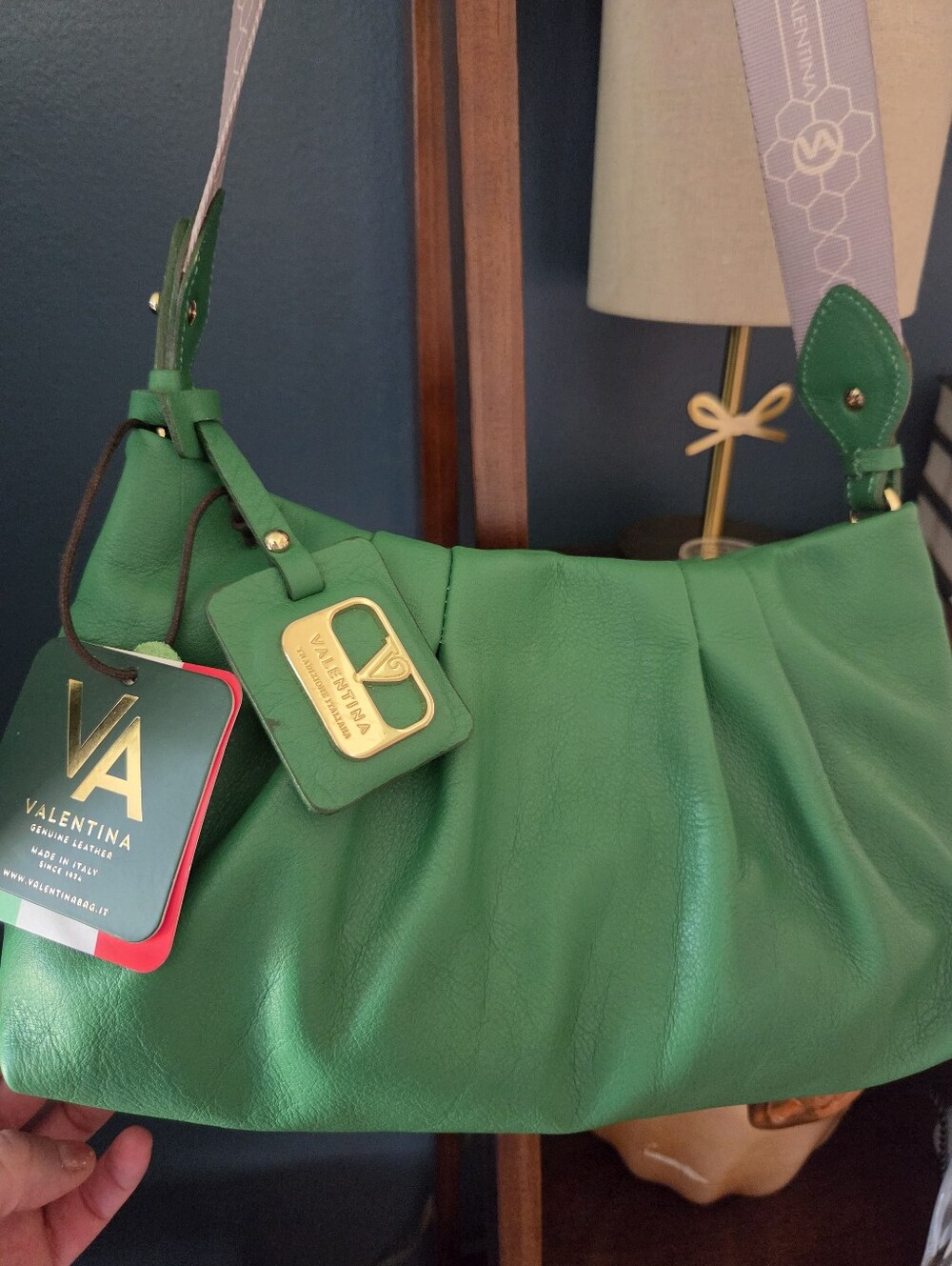 NWT Valentina Made in Italy Genuine Leather Shoulder Bag Style 4918 Emerald